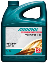 Купить моторное масло Addinol Premium 0540 C3 5W-40, 4л Синтетическое | Артикул 4014766250896